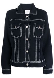 Barrie contrast-stitching button-up jacket - Blu