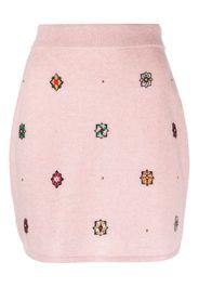 Barrie floral-motif cashmere-cotton straight skirt - Rosa