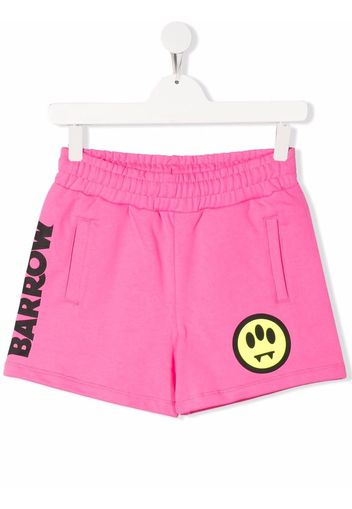 Barrow kids TEEN logo-print cotton track shorts - Rosa