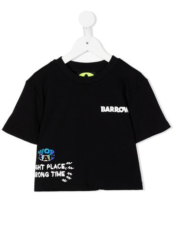 Barrow kids cropped logo-print cotton T-shirt - Nero