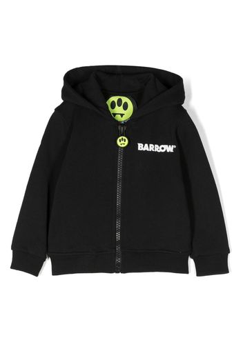 Barrow kids logo-print detail zipped hoodie - Nero