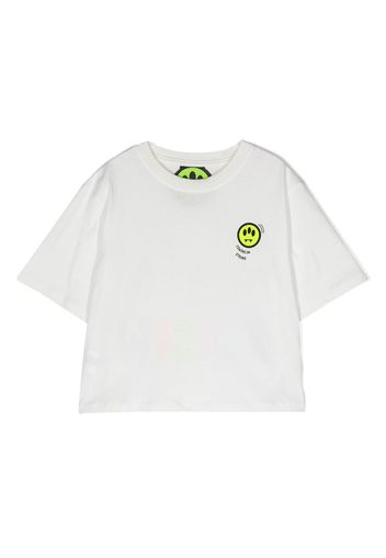 Barrow kids smiley face-print T-shirt - Bianco