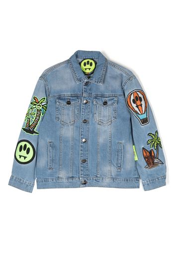 Barrow kids embroidered patch denim jacket - Blu