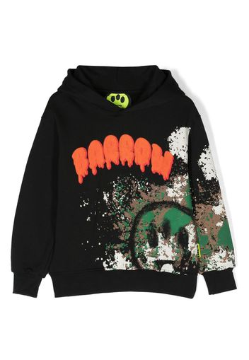 Barrow kids paint-splatter cotton hoodie - Nero