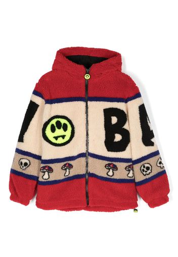 Barrow kids Teddy logo-print fleece hooded jacket - Toni neutri