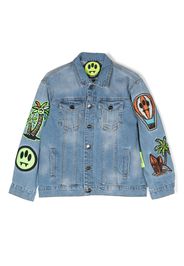 Barrow kids embroidered patch denim jacket - Blu