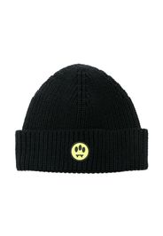 Barrow kids logo-patch purl-knit beanie - Nero