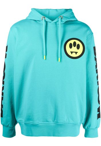 BARROW alien-logo-print hoodie - Blu