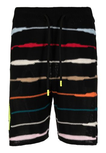 BARROW intarsia-knit logo striped shorts - Nero