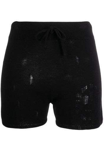 BARROW distressed-effect knitted shorts - Nero