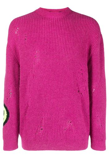 BARROW logo-intarsia knit distressed jumper - Rosa