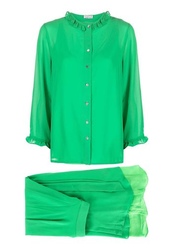 Baruni Kamila ruffled asymmetric skirt set - Verde