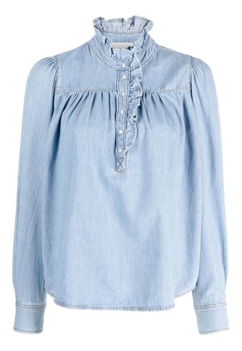 Ba&Sh Lilac ruffled denim blouse - Blu