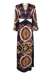 Ba&Sh Abito lungo a fiori con dettaglio cut-out - Nero