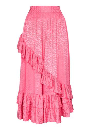 diagonal ruffle midi skirt