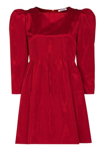 BAT SQ NECK L/S PUFF PLV MINI DRESS RED