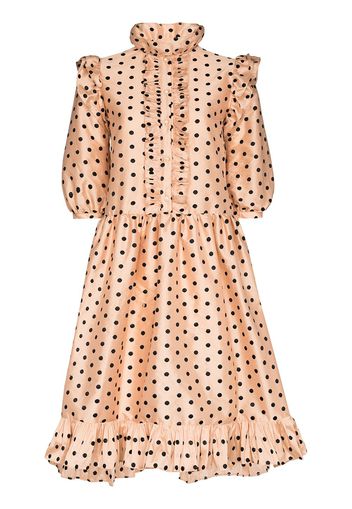 Batsheva Claudette polka dot print silk dress - Toni neutri