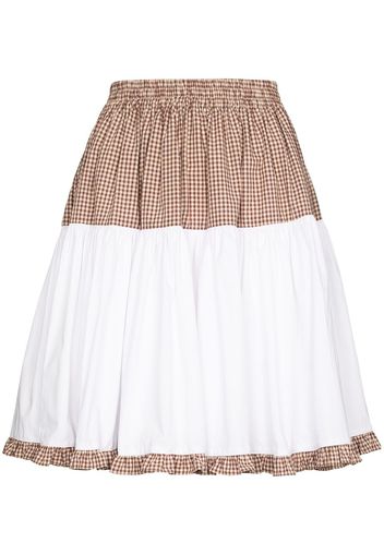 Batsheva Amy tiered cotton gingham skirt - Bianco