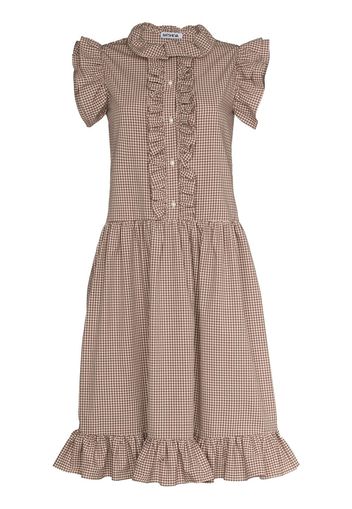 Batsheva Claude ruffled cotton gingham dress - Marrone