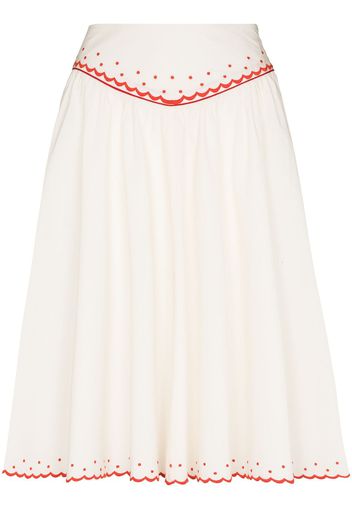 Batsheva embroidered scallop-hem skirt - Bianco