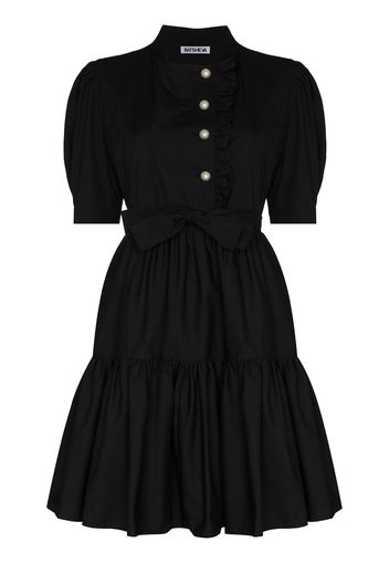 Batsheva ruffle-detail belted dress - Nero