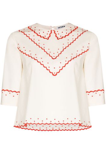 Batsheva embroidered peter-pan collar blouse - Bianco