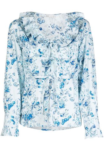 Batsheva Blusa a fiori con ruches