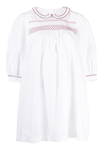 Batsheva Abito con punto smock - Bianco