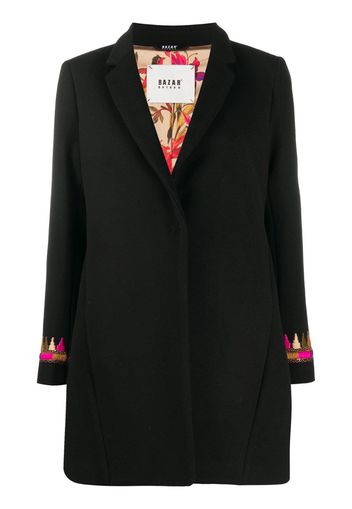 embroidered single-breasted coat