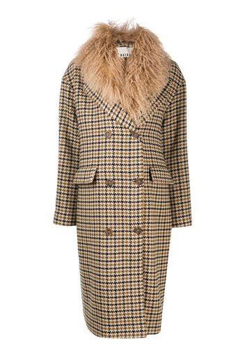 faux fur trim double-breasted coat