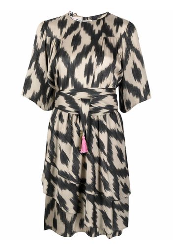 Bazar Deluxe abstract-print ruffled dress - Toni neutri