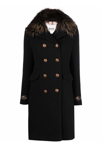 Bazar Deluxe fur collar double breasted coat - Nero