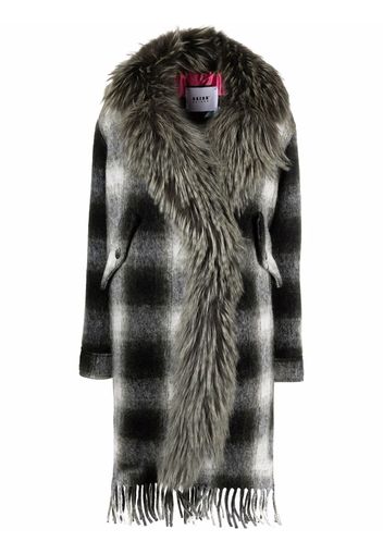 Bazar Deluxe fur trim checked coat - Grigio