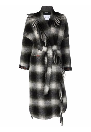 Bazar Deluxe checked fringed trench coat - Nero