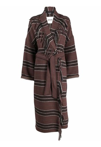 Bazar Deluxe striped fringed trench coat - Marrone