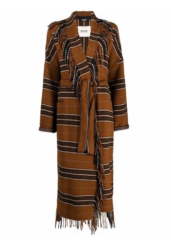 Bazar Deluxe striped fringed trench coat - Marrone