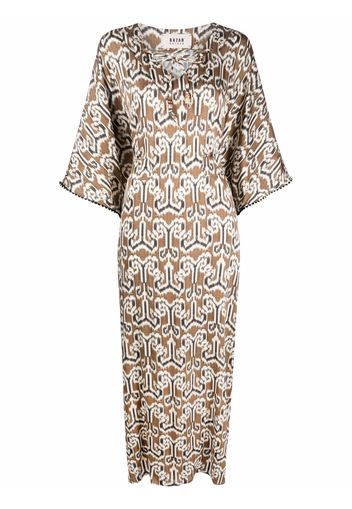 Bazar Deluxe abstract-print V-neck dress - Toni neutri