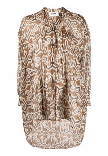 Bazar Deluxe ikat print draped long-sleeve blouse - Toni neutri
