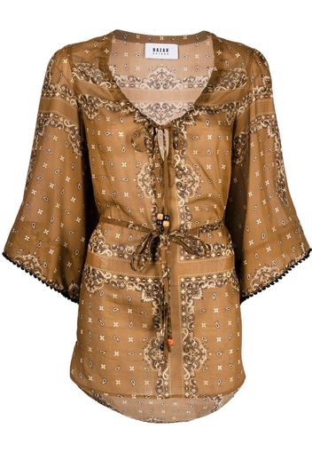 Bazar Deluxe belted paisley-print tunic - Marrone