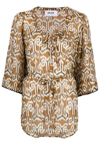 Bazar Deluxe ikat pattern-print tunic - Marrone