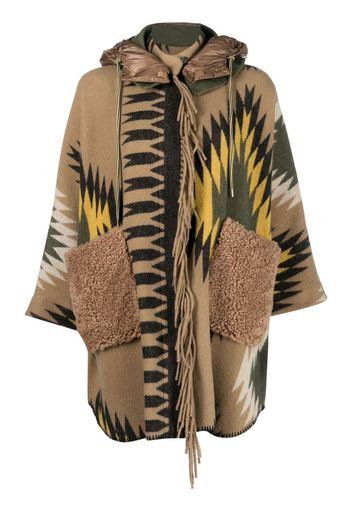 Bazar Deluxe graphic-print wool-blend coat - Marrone