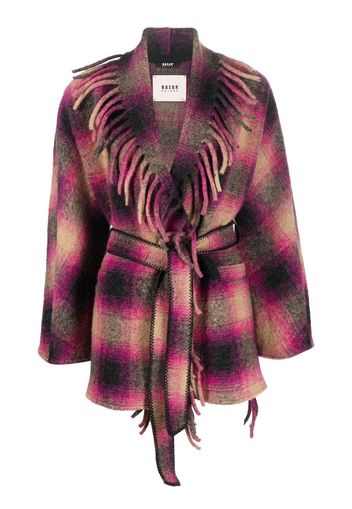 Bazar Deluxe tartan fringed coat - Rosa