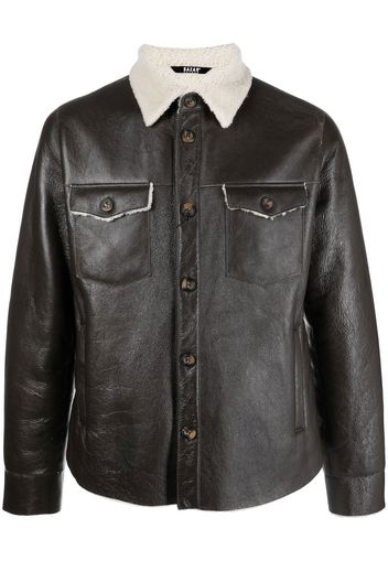 Bazar Deluxe shearling-collar leather jacket - Marrone