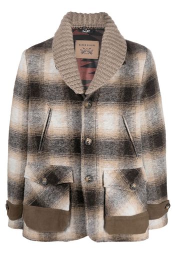 Bazar Deluxe bold-check single-breasted wool coat - Marrone