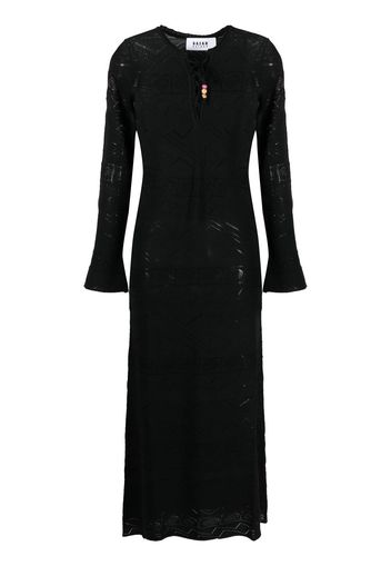 Bazar Deluxe pointelle-knit long-sleeve dress - Nero