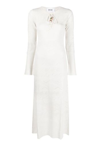 Bazar Deluxe pointelle-knit long-sleeve dress - Toni neutri