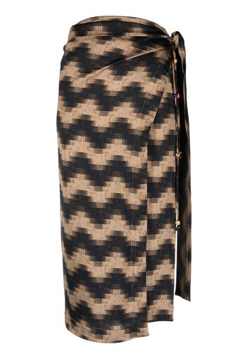 Bazar Deluxe chevron-print midi skirt - Marrone