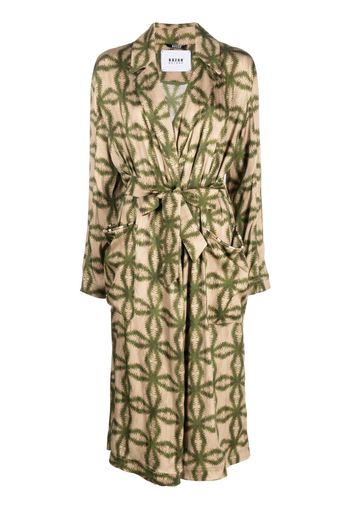 Bazar Deluxe graphic-print belted trench coat - Verde