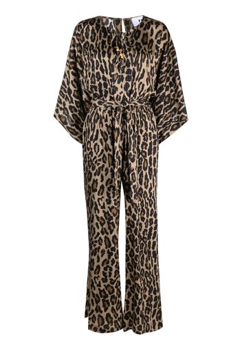 Bazar Deluxe leopard-print tied-waist jumpsuit - Toni neutri