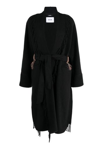 Bazar Deluxe fringed belted coat - Nero